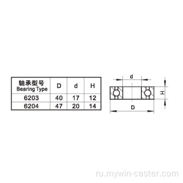 Тяжелый 6-дюймовый 430 кг пластинчатый поворотный TPU Caster